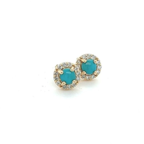 Natural Turquoise Diamond Earrings 14k Gold 0.65 TCW Certified $1,590 217840 - Picture 10 of 11